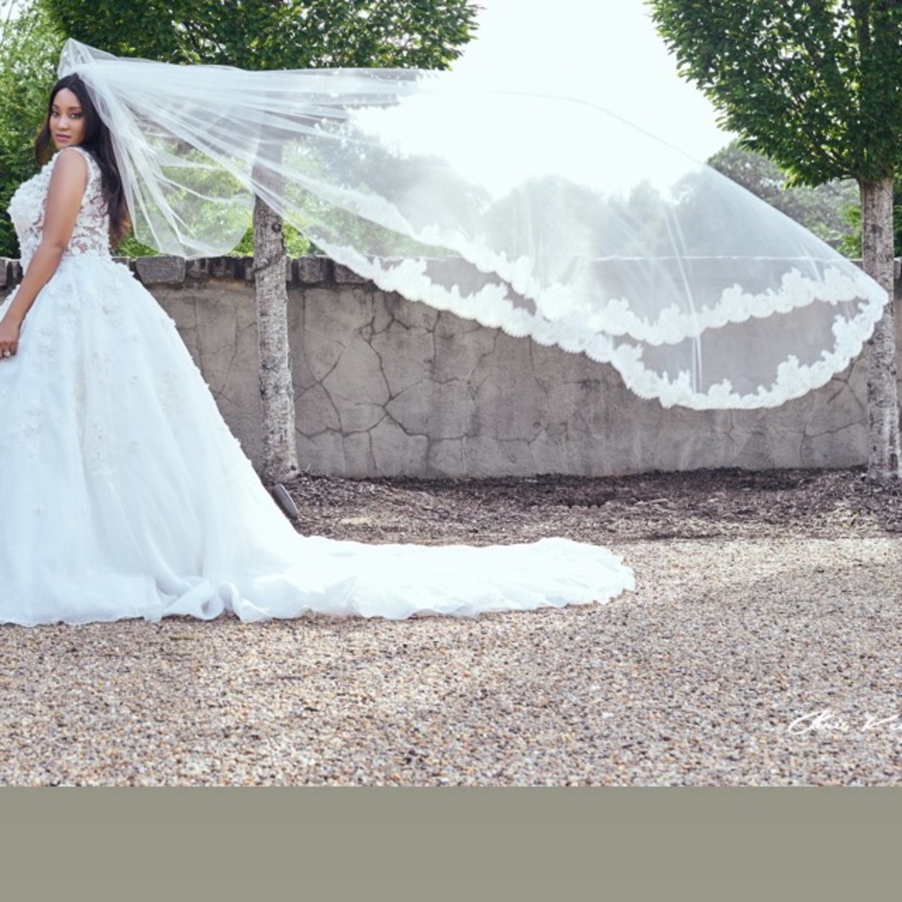 Giselle sp365 cathedral 108L veil, light gold trim